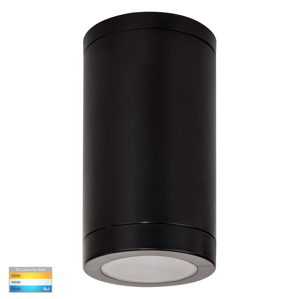 Lexan 9in1 CCT 240V GU10 LED Surface Mounted Downlight Black Small - HV5831T-BLK