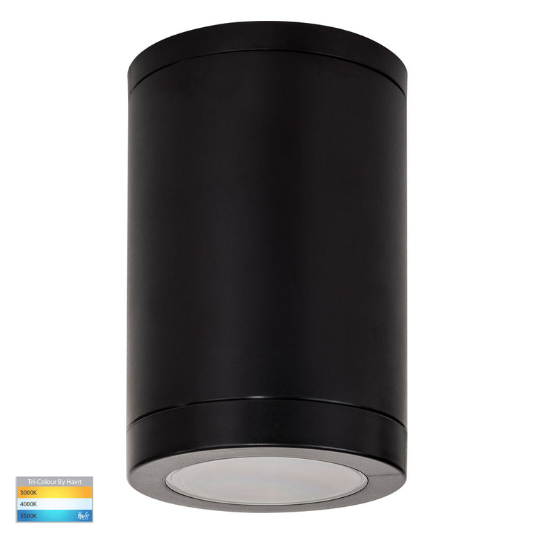Lexan 9in1 CCT 240V GU10 LED Surface Mounted Downlight Black Large - HV5832T-BLK