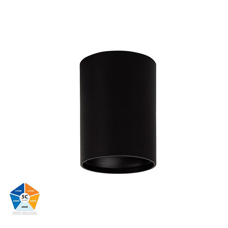 Nella 7W Quinto 240V LED Surface Mounted Downlight Black - HV5841S-BLK