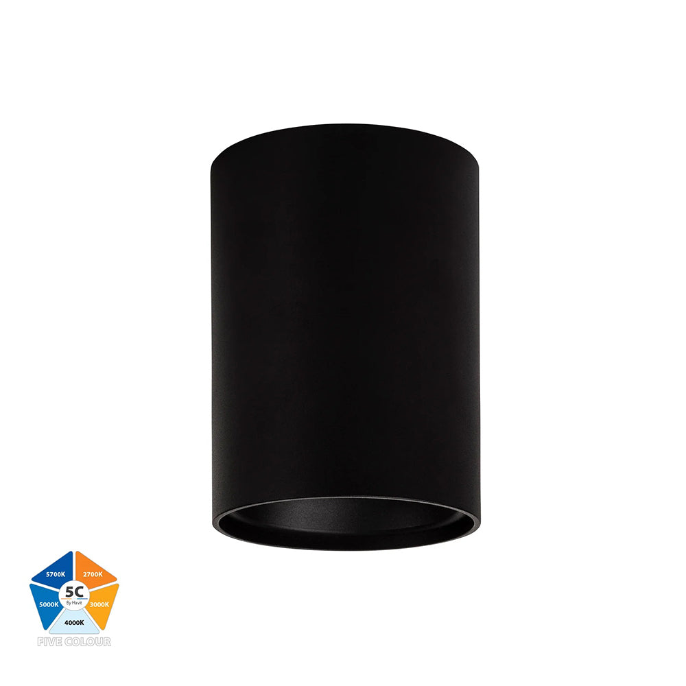 Nella 12W Quinto 240V LED Surface Mounted Downlight Black - HV5842S-BLK