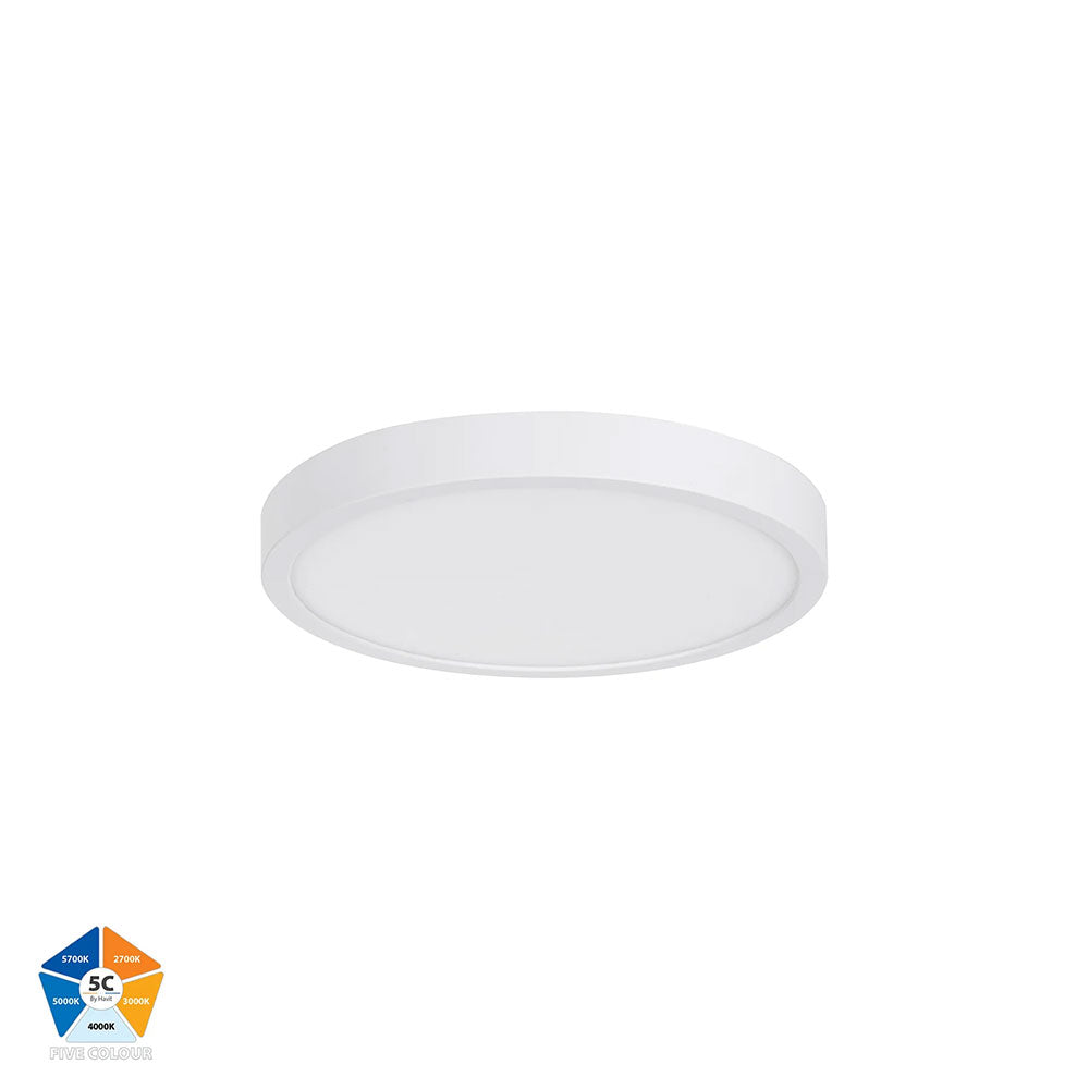 Auster 18W Quinto 240V LED Ceiling Mounted Oyster Light White - HV5863S-WHT