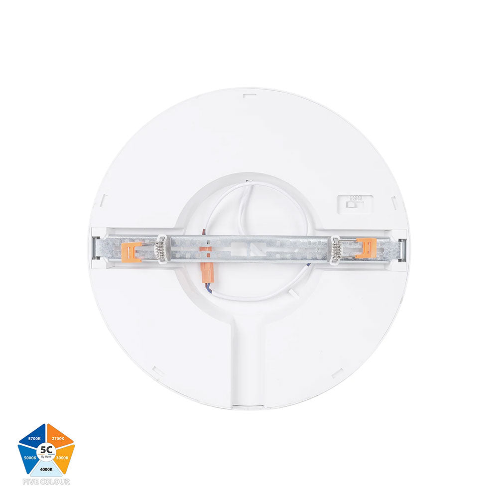Auster 24W Quinto 240V LED Ceiling Mounted Oyster Light White - HV5864S-WHT