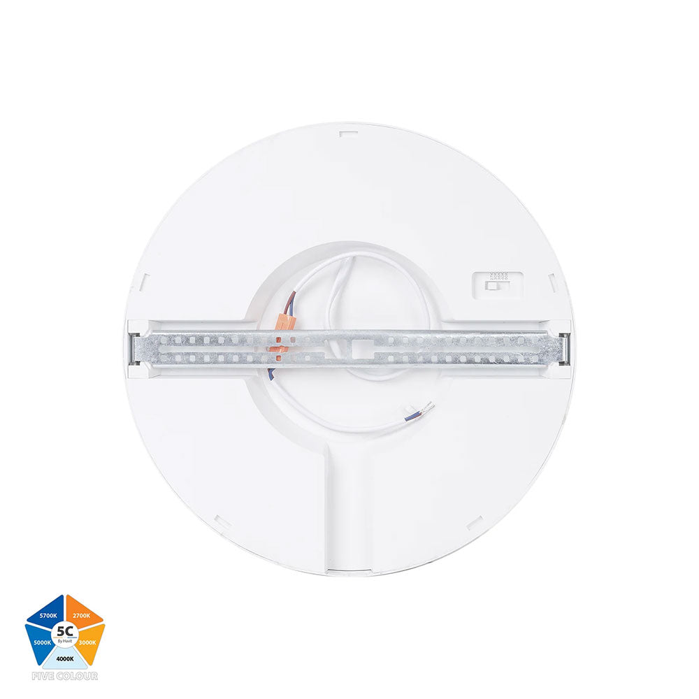 Auster 24W Quinto 240V LED Ceiling Mounted Oyster Light White - HV5864S-WHT