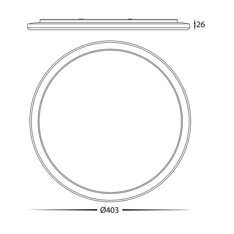 Slim Surface Mounted 400MM Oyster Light Dimmable White - HV5878T-WHT-MSENS