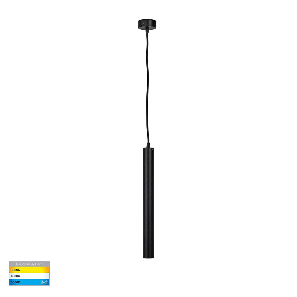 Henger 6W CCT 240V LED 40mm Cylinder Pendant Black - HV5898T-BLK