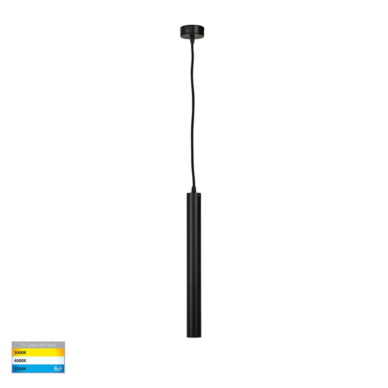 Henger 6W CCT 240V LED 40mm Cylinder Pendant Black - HV5898T-BLK