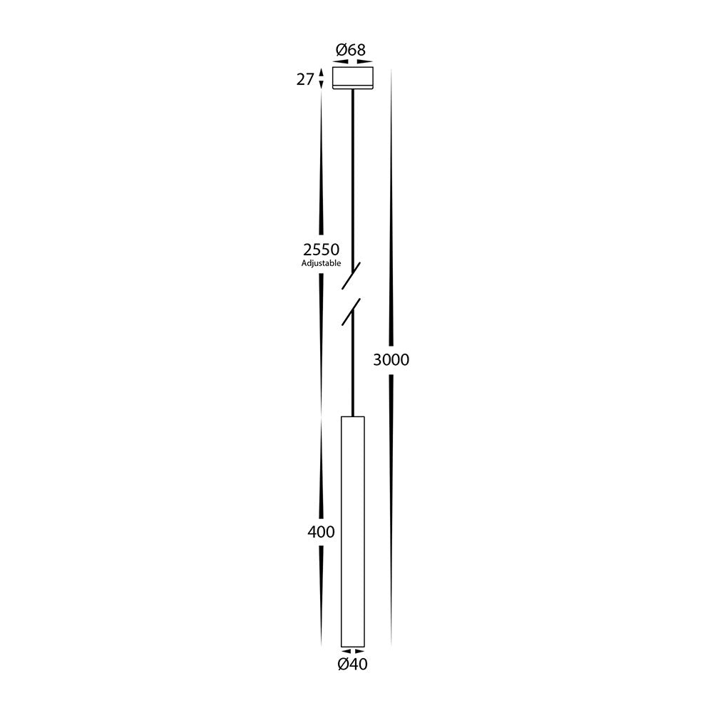 Henger 6W CCT 240V LED 40mm Cylinder Pendant Black - HV5898T-BLK