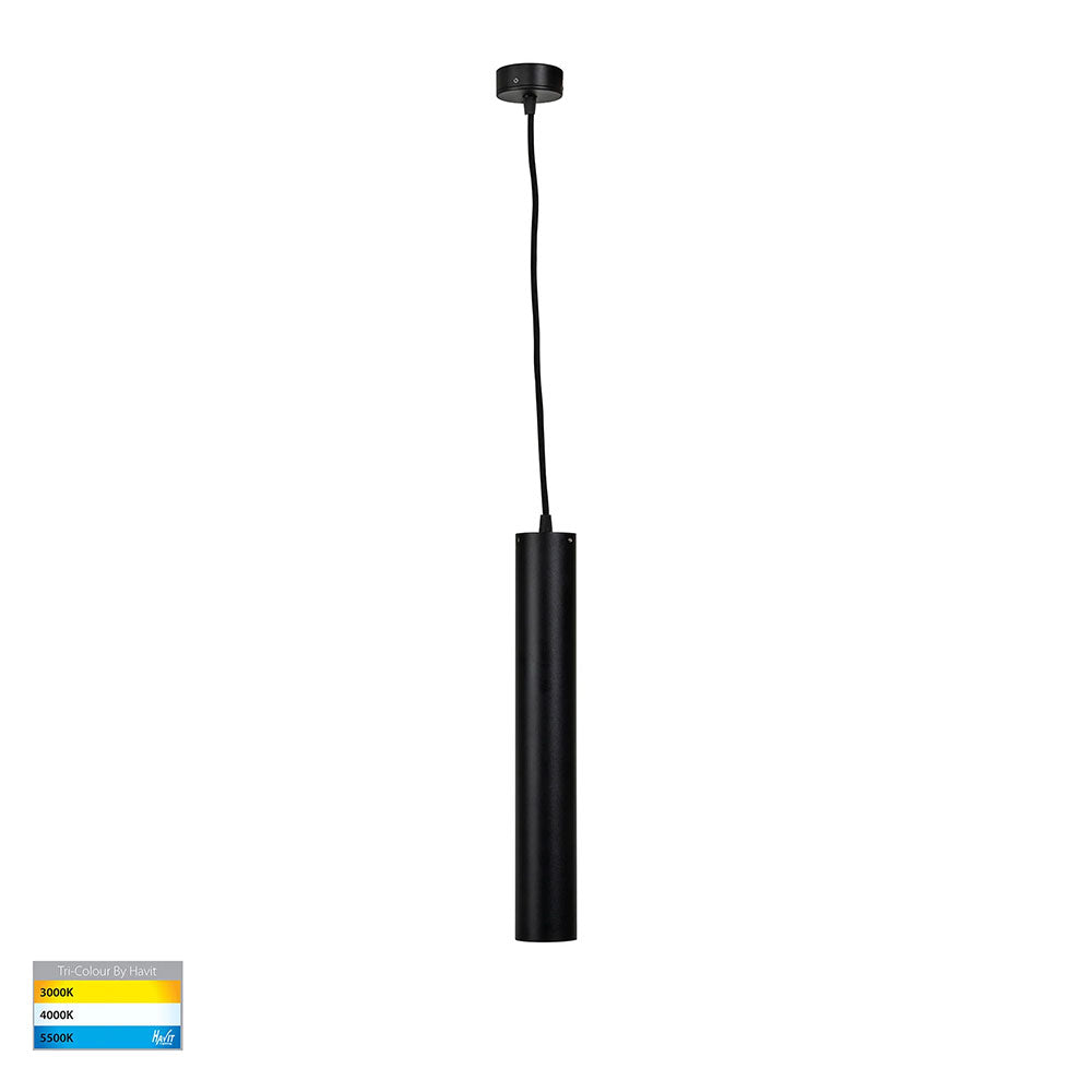 Henger 9W CCT 240V LED 60mm Cylinder Pendant Black - HV5899T-BLK