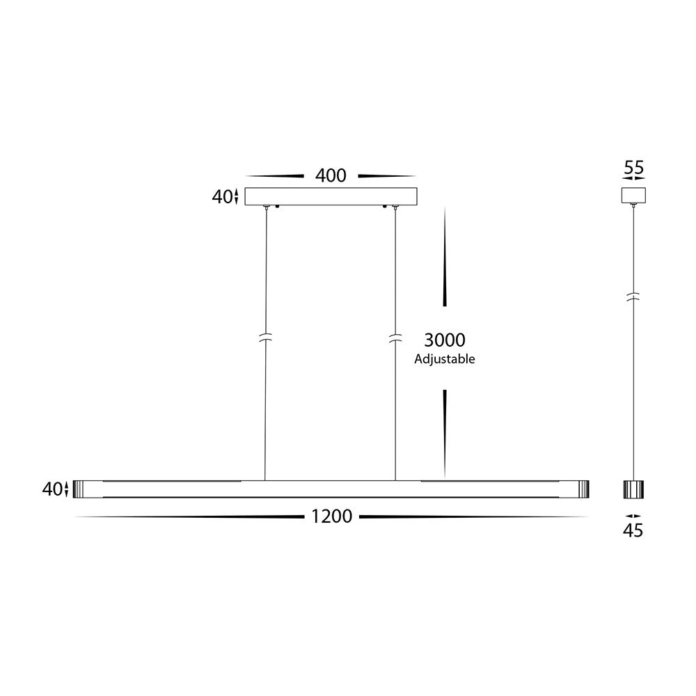 Madeira 20W CCT 240V LED Up & Down 1200mm Pendant Oak Timber - HV6018T-OAK