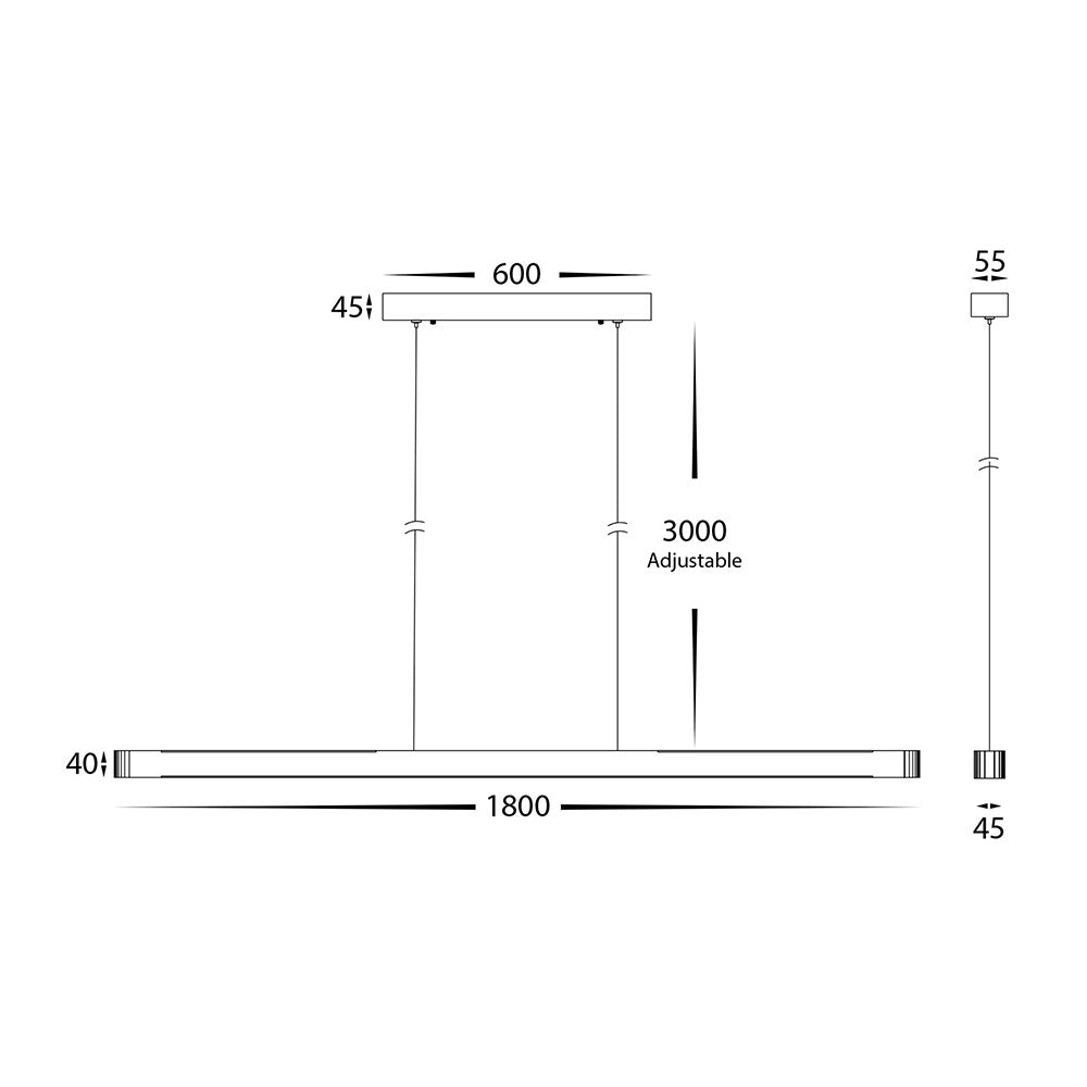 Madeira 28W CCT 240V LED Up & Down 1800mm Pendant Oak Timber - HV6020T-OAK