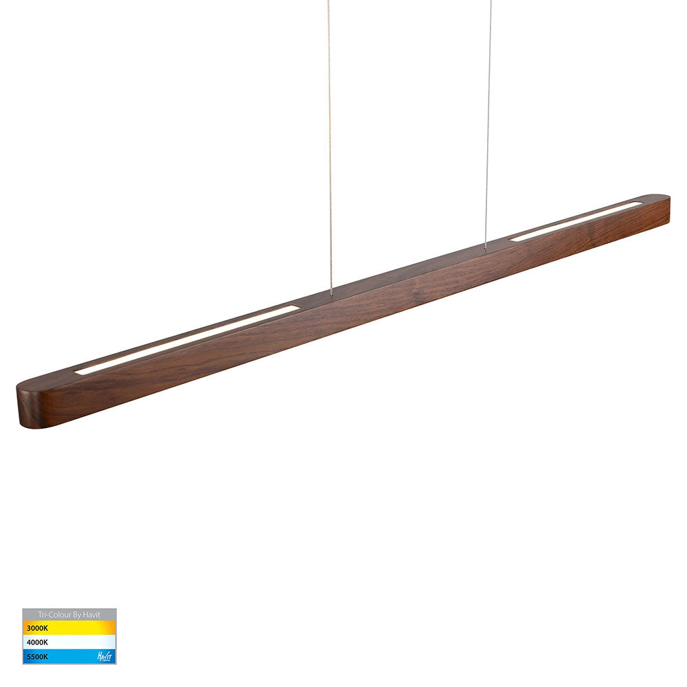 Madeira 28W CCT 240V LED Up & Down 1800mm Pendant Walnut Timber - HV6020T-WALNUT