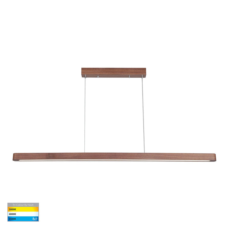 Madeira 28W CCT 240V LED Up & Down 1800mm Pendant Walnut Timber - HV6020T-WALNUT