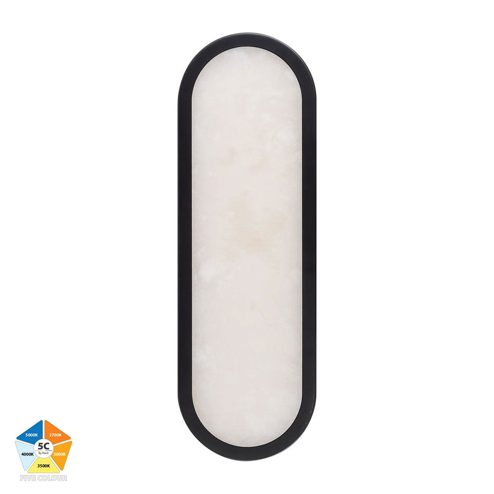 Auster Alabaster LED Wall Light Black - HV8011S-BLKALB