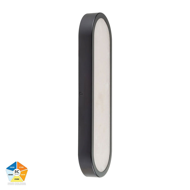 Auster Alabaster LED Wall Light Black - HV8011S-BLKALB