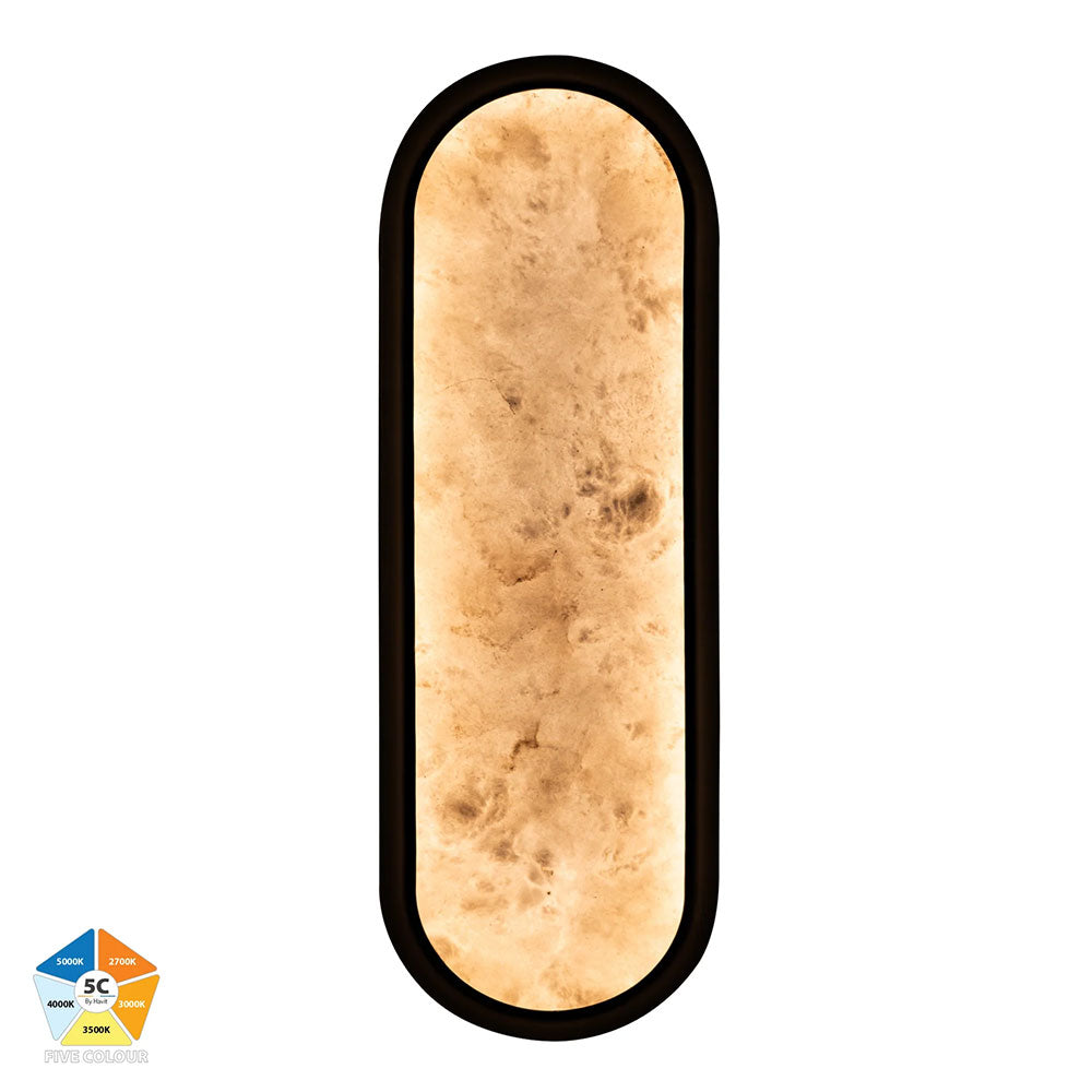 Auster Alabaster LED Wall Light Black - HV8011S-BLKALB