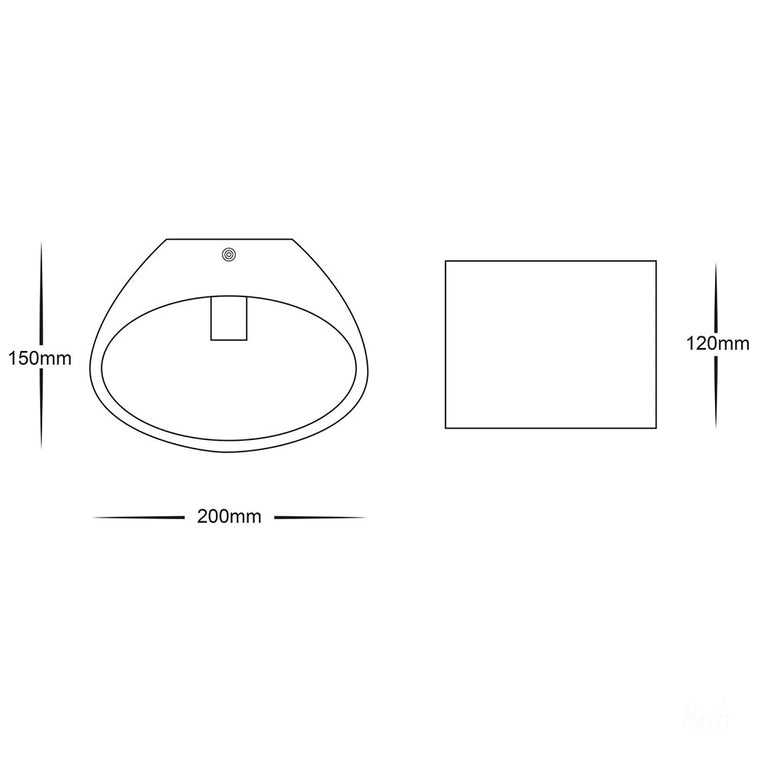 Arc 3W 240V E14 LED Up & Down Plaster Wall Light White / Cool White - HV8026C