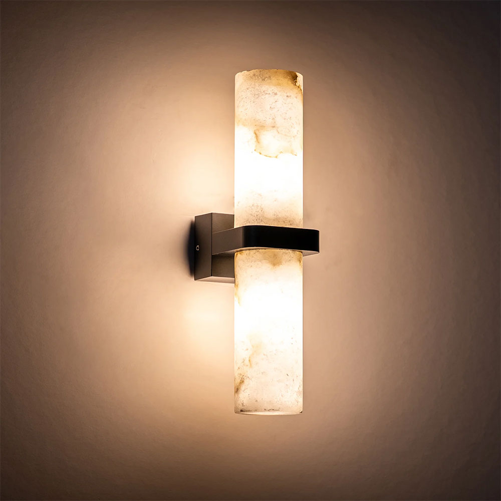 Albast Wall Light With Alabaster Glass Black - HV8079T-BLK