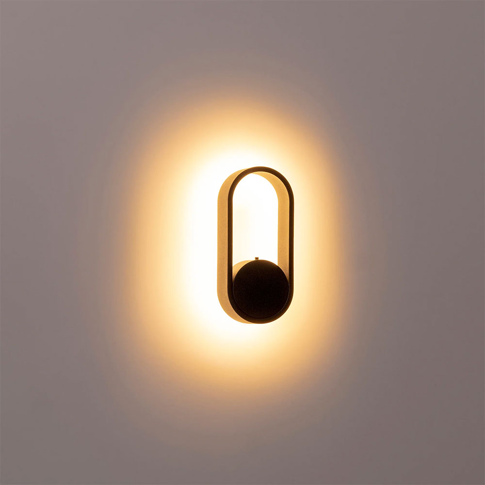 Ovale 7W CCT 240V LED Wall Light Black - HV8080T-BLK