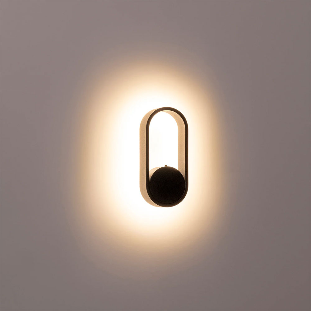 Ovale 7W CCT 240V LED Wall Light Black - HV8080T-BLK