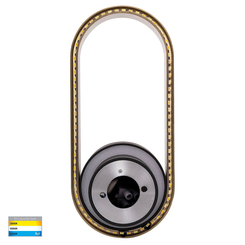 Ovale 7W CCT 240V LED Wall Light Black & Brass - HV8080T-BLKBR