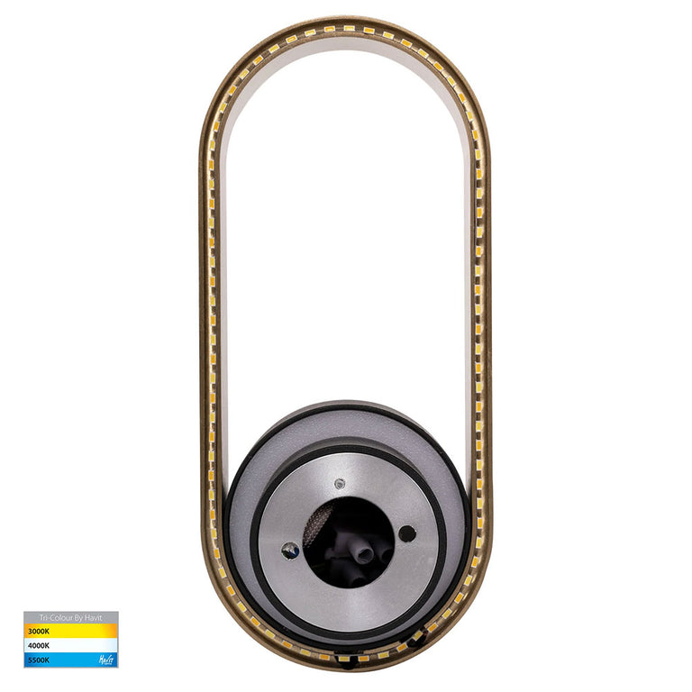 Ovale 7W CCT 240V LED Wall Light Black & Brass - HV8080T-BLKBR