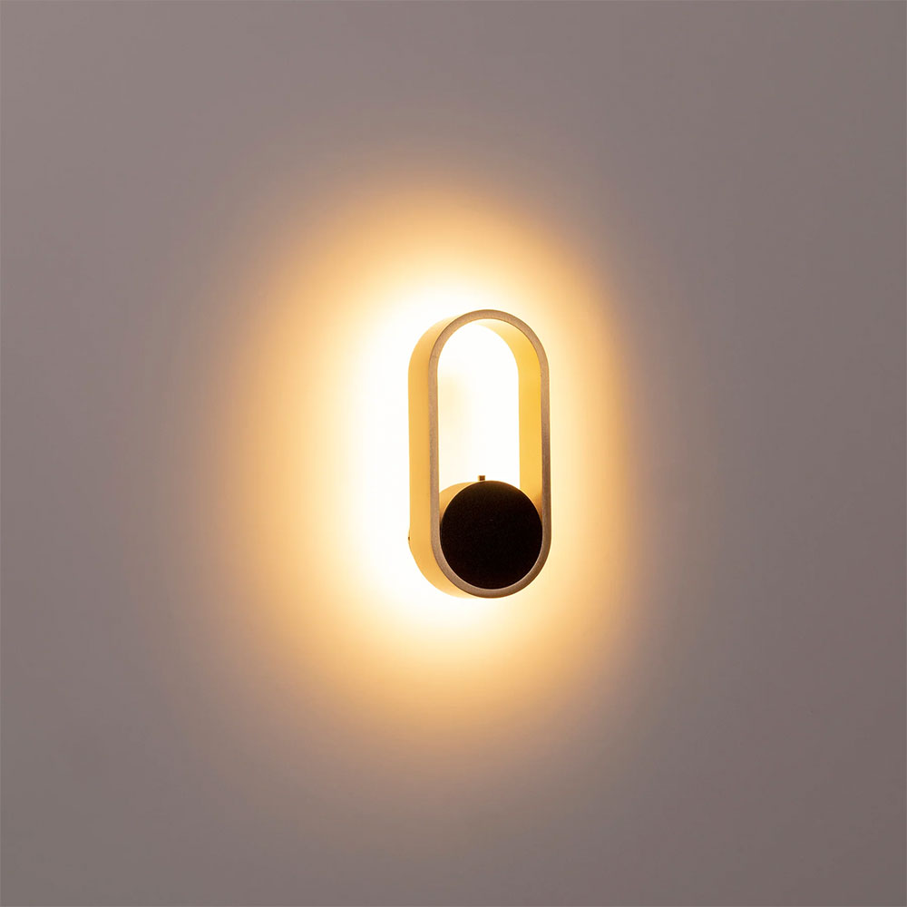 Ovale 7W CCT 240V LED Wall Light Black & Brass - HV8080T-BLKBR