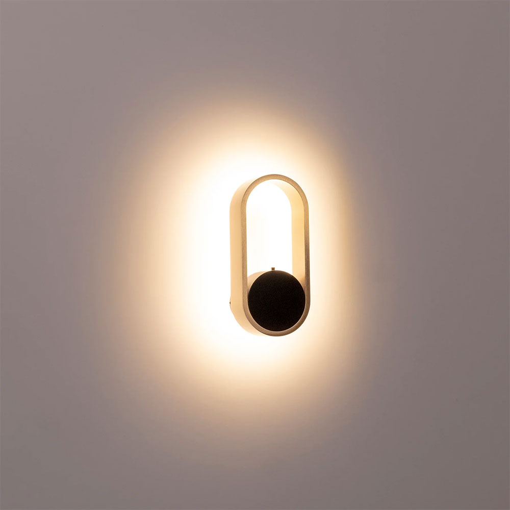 Ovale 7W CCT 240V LED Wall Light Black & Brass - HV8080T-BLKBR