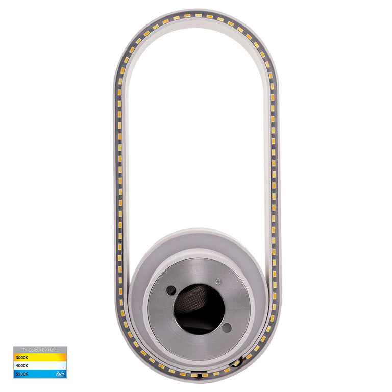 Ovale 7W CCT 240V LED Wall Light White - HV8080T-WHT