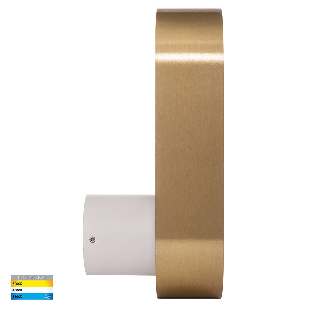 Ovale 7W CCT 240V LED Wall Light White & Brass - HV8080T-WHTBR