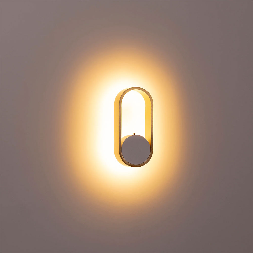 Ovale 7W CCT 240V LED Wall Light White & Brass - HV8080T-WHTBR