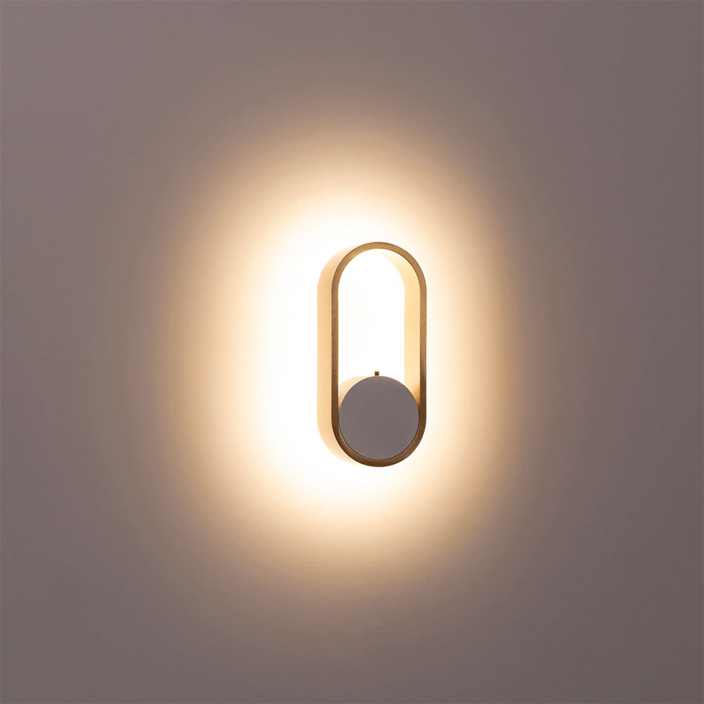 Ovale 7W CCT 240V LED Wall Light White & Brass - HV8080T-WHTBR