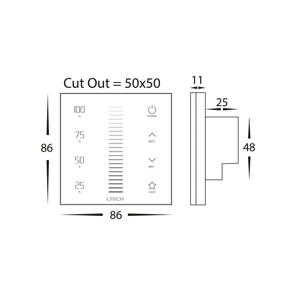 Single Colour LED Strip Touch Panel Controller - HV9101-EX1S
