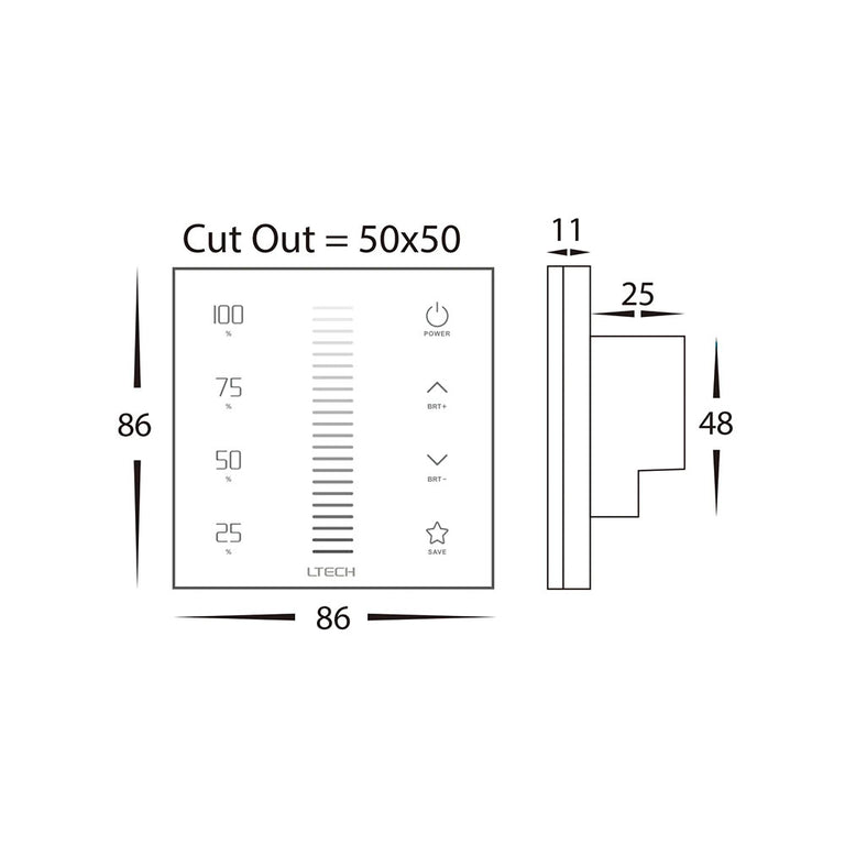 Single Colour LED Strip Touch Panel Controller - HV9101-EX1S