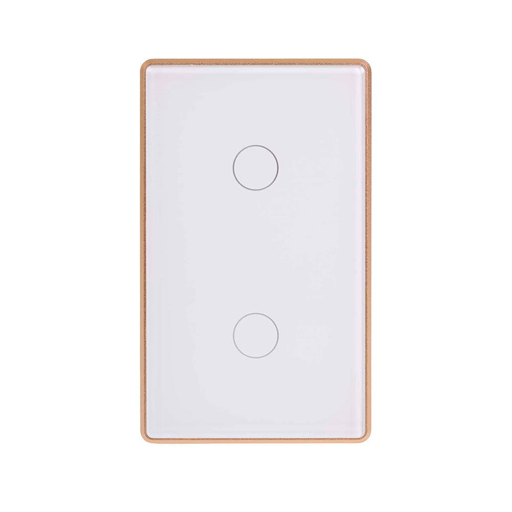 Wifi 2 x 300W 240V Two Gang Wall Switch White with Gold Trim - HV9120-2