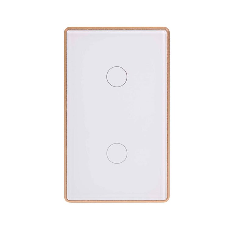 Wifi 2 x 300W 240V Two Gang Wall Switch White with Gold Trim - HV9120-2
