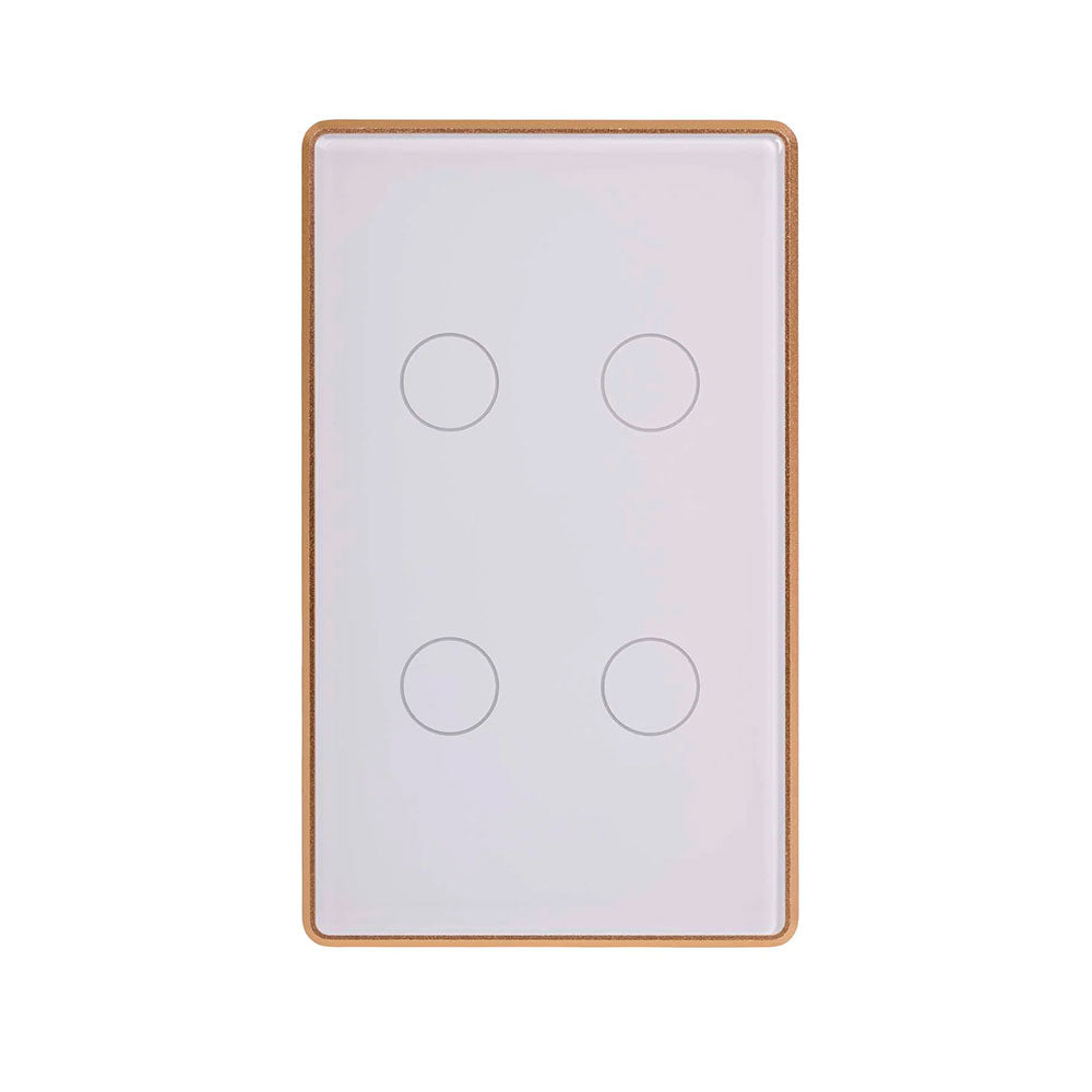Wifi 4 x 300W 240V Four Gang Wall Switch White with Gold Trim - HV9120-4