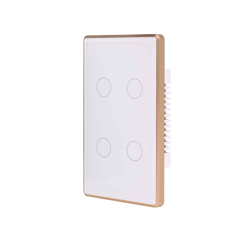 Wifi 4 x 300W 240V Four Gang Wall Switch White with Gold Trim - HV9120-4