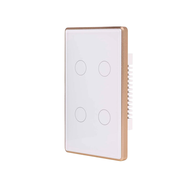 Wifi 4 x 300W 240V Four Gang Wall Switch White with Gold Trim - HV9120-4
