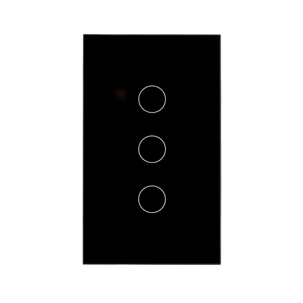 Wifi 3 x 300W 240V Three Gang Wall Switch Black - HV9210-3