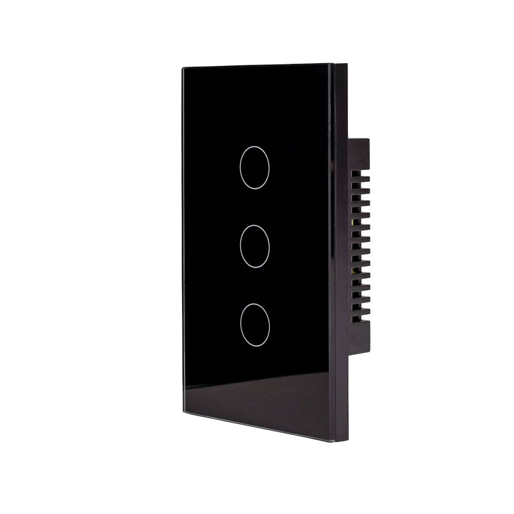 Wifi 3 x 300W 240V Three Gang Wall Switch Black - HV9210-3