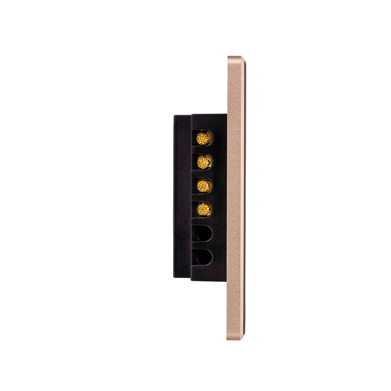 Wifi 2 x 300W 240V Two Gang Wall Switch Black with Gold Trim - HV9220-2
