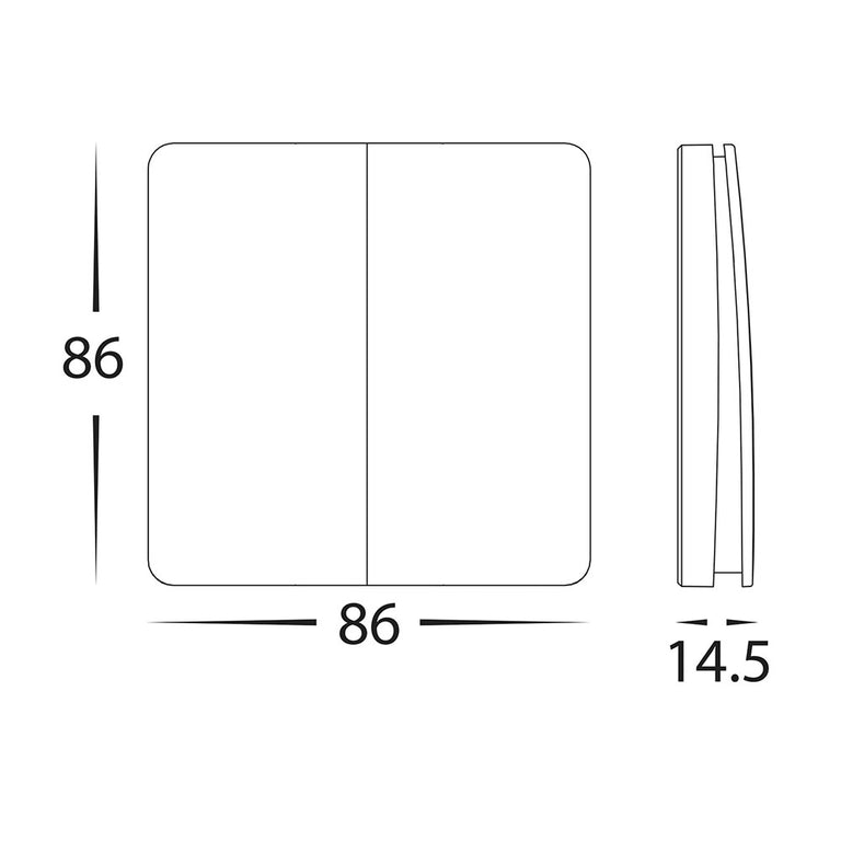 Two Gang Wireless Self Powered Wall Switch White - HV9262