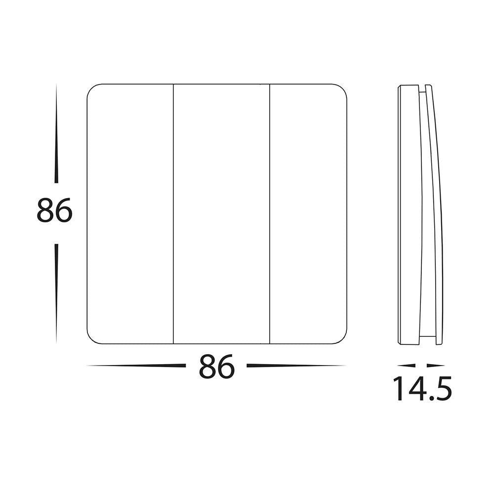 Three Gang Wireless Self Powered Wall Switch White - HV9263