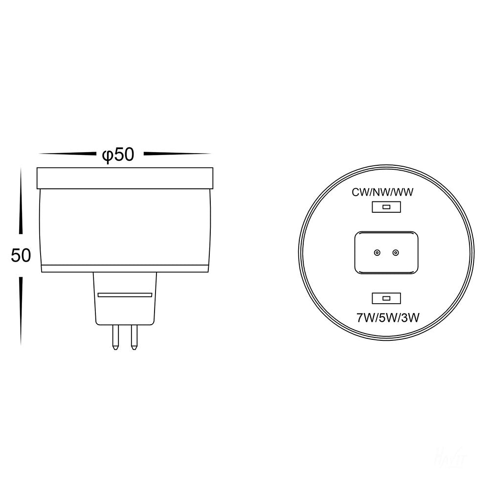 9in1 3/5/7W 12V DC MR16 LED Globe / Tri-Colour - HV9507