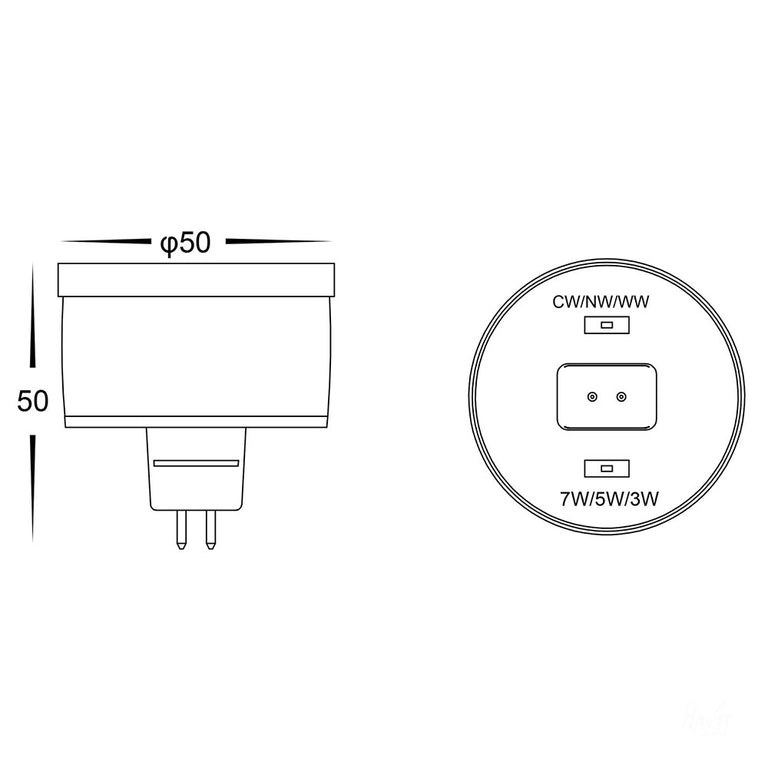 9in1 3/5/7W 12V DC MR16 LED Globe / Tri-Colour - HV9507