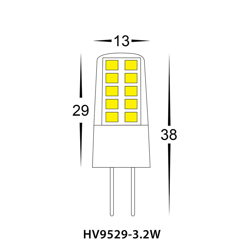 3.2W 12V DC G4 Bi Pin LED Globe / Warm White - HV9529-3.2W