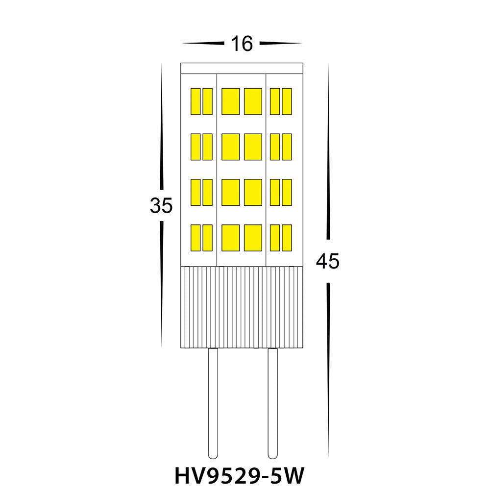 5W 12V DC G4 Bi Pin LED Globe / Warm White - HV9529-5W