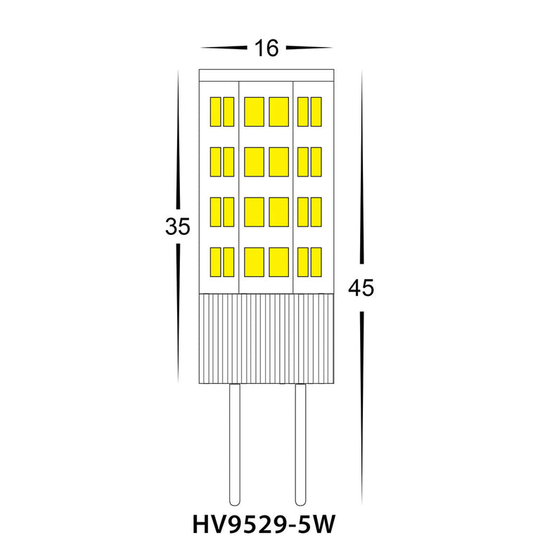 5W 12V DC G4 Bi Pin LED Globe / Warm White - HV9529-5W