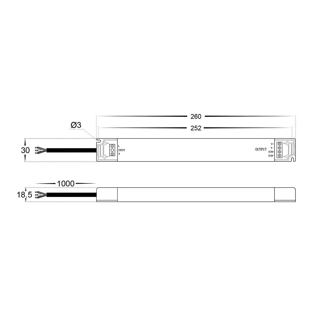 Triac + 0-1/10v 30W 24V DC Dimmable LED Driver - HV9662-24V30W