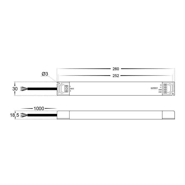 Triac + 0-1/10v 30W 24V DC Dimmable LED Driver - HV9662-24V30W